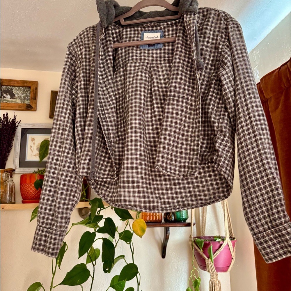 American Eagle Outfitters Brown Plaid Hoodie